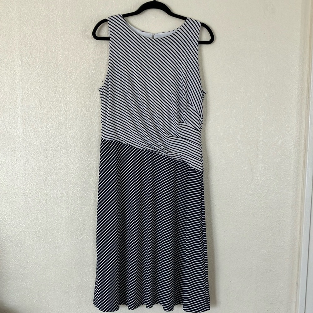 Lauren Ralph Lauren Black and White Striped Dress, 16
